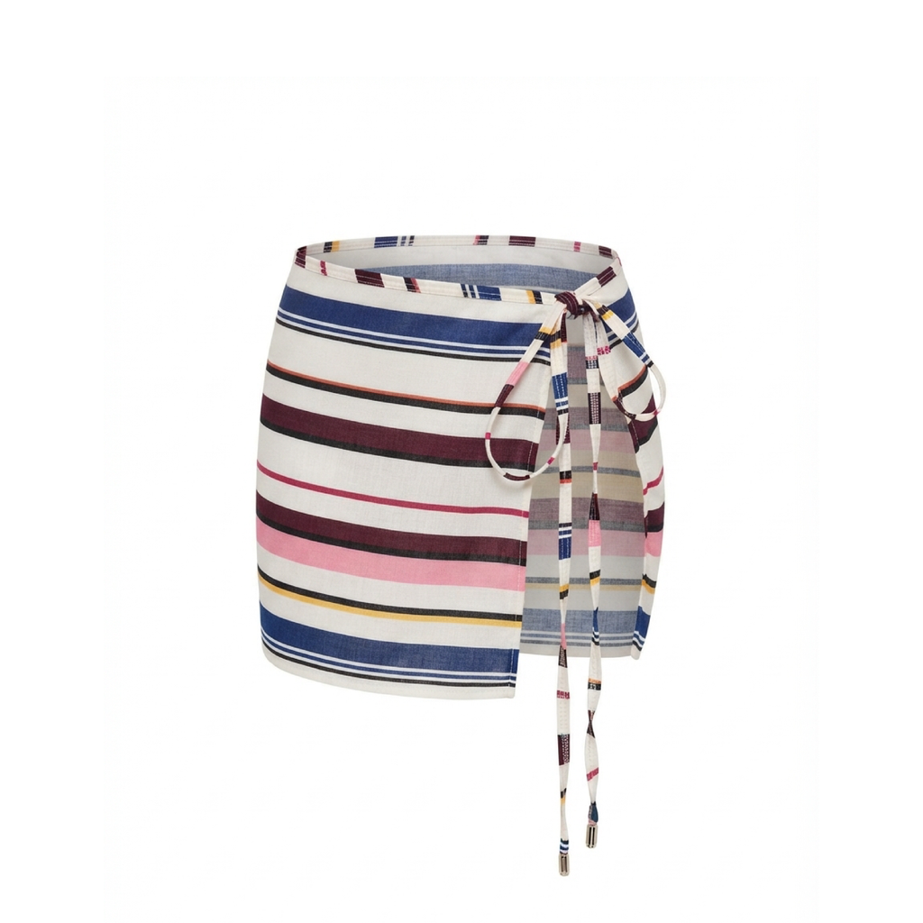 Alesia - Mini Falda de Lino Multicolor